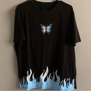 Fire Flames & Butterfly Short Sleeve Top